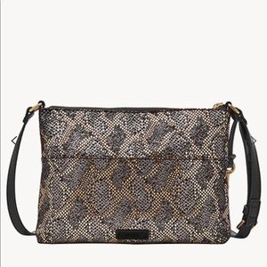 Fossil Fiona Small E/W Crossbody Bag Metallic Snakeskin Print